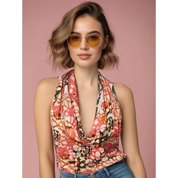 Michael Kors Women's Cowl Neck Floral Blouse Top Size Small Multicolor - Picture 1 of 6